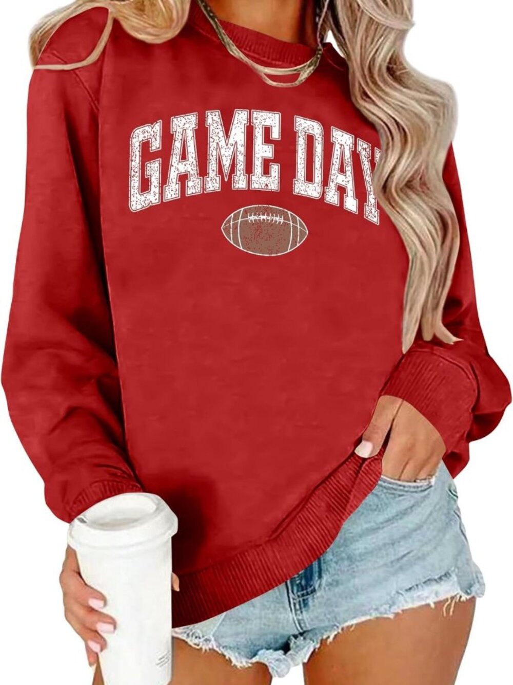 Cute Game Day Sweatshirt for Women | Football Graphic Pullover Long Sleeve Top